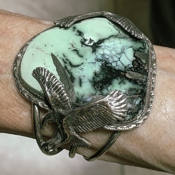 Chrysoprase Sterling Navajo Bracelet - Picture 7 of 8